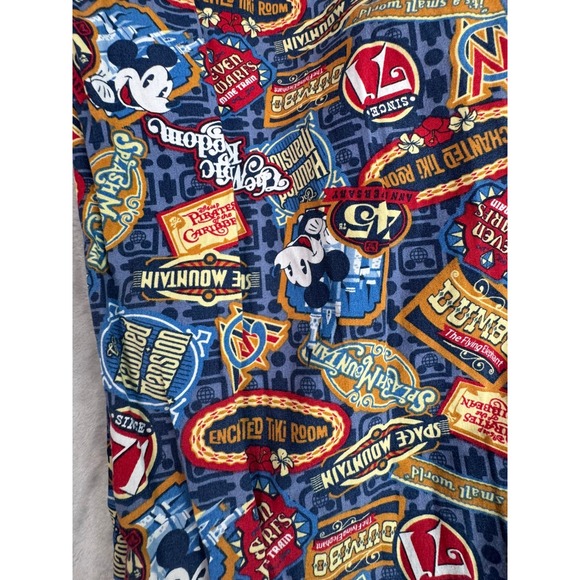 Disney Parks Pajama Pants Lounge Pants Size M Mickey Mouse Attractions Print - Picture 9 of 10